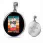 Cute Merry Catmas Circle Necklace Stainless Steel or 18k Gold 18-22"-Express Your Love Gifts