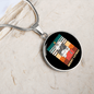 Cute Merry Catmas Circle Necklace Stainless Steel or 18k Gold 18-22"-Express Your Love Gifts