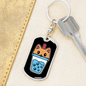 Cute Milk Tea Cat Keychain Stainless Steel or 18k Gold Dog Tag Keyring-Express Your Love Gifts