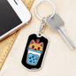 Cute Milk Tea Cat Keychain Stainless Steel or 18k Gold Dog Tag Keyring-Express Your Love Gifts