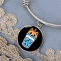Cute Milktea Cat Bracelet Stainless Steel or 18k Gold Circle Bangle-Express Your Love Gifts