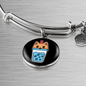 Cute Milktea Cat Bracelet Stainless Steel or 18k Gold Circle Bangle-Express Your Love Gifts