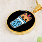 Cute Milktea Cat Circle Necklace Stainless Steel or 18k Gold 18-22"-Express Your Love Gifts