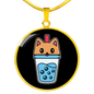 Cute Milktea Cat Circle Necklace Stainless Steel or 18k Gold 18-22"-Express Your Love Gifts