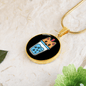 Cute Milktea Cat Circle Necklace Stainless Steel or 18k Gold 18-22"-Express Your Love Gifts