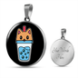 Cute Milktea Cat Circle Necklace Stainless Steel or 18k Gold 18-22"-Express Your Love Gifts
