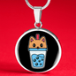 Cute Milktea Cat Circle Necklace Stainless Steel or 18k Gold 18-22"-Express Your Love Gifts