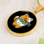 Cute Orange Cat Circle Necklace Stainless Steel or 18k Gold 18-22"-Express Your Love Gifts