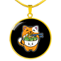Cute Orange Cat Circle Necklace Stainless Steel or 18k Gold 18-22"-Express Your Love Gifts