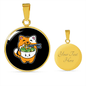 Cute Orange Cat Circle Necklace Stainless Steel or 18k Gold 18-22"-Express Your Love Gifts