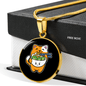 Cute Orange Cat Circle Necklace Stainless Steel or 18k Gold 18-22"-Express Your Love Gifts