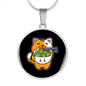 Cute Orange Cat Circle Necklace Stainless Steel or 18k Gold 18-22"-Express Your Love Gifts