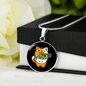Cute Orange Cat Circle Necklace Stainless Steel or 18k Gold 18-22"-Express Your Love Gifts