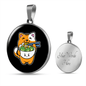 Cute Orange Cat Circle Necklace Stainless Steel or 18k Gold 18-22"-Express Your Love Gifts