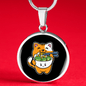 Cute Orange Cat Circle Necklace Stainless Steel or 18k Gold 18-22"-Express Your Love Gifts