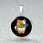 Cute Orange Cat Circle Necklace Stainless Steel or 18k Gold 18-22"-Express Your Love Gifts