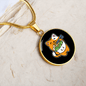Cute Orange Cat Circle Necklace Stainless Steel or 18k Gold 18-22"-Express Your Love Gifts
