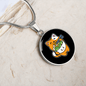Cute Orange Cat Circle Necklace Stainless Steel or 18k Gold 18-22"-Express Your Love Gifts