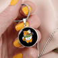 Cute Orange Cat Circle Necklace Stainless Steel or 18k Gold 18-22"-Express Your Love Gifts