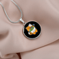 Cute Orange Cat Circle Necklace Stainless Steel or 18k Gold 18-22"-Express Your Love Gifts