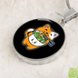 Cute Orange Cat Circle Necklace Stainless Steel or 18k Gold 18-22"-Express Your Love Gifts