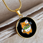 Cute Orange Cat Circle Necklace Stainless Steel or 18k Gold 18-22"-Express Your Love Gifts