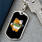 Cute Orange Cat Keychain Stainless Steel or 18k Gold Dog Tag Keyring-Express Your Love Gifts
