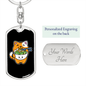 Cute Orange Cat Keychain Stainless Steel or 18k Gold Dog Tag Keyring-Express Your Love Gifts