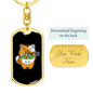 Cute Orange Cat Keychain Stainless Steel or 18k Gold Dog Tag Keyring-Express Your Love Gifts