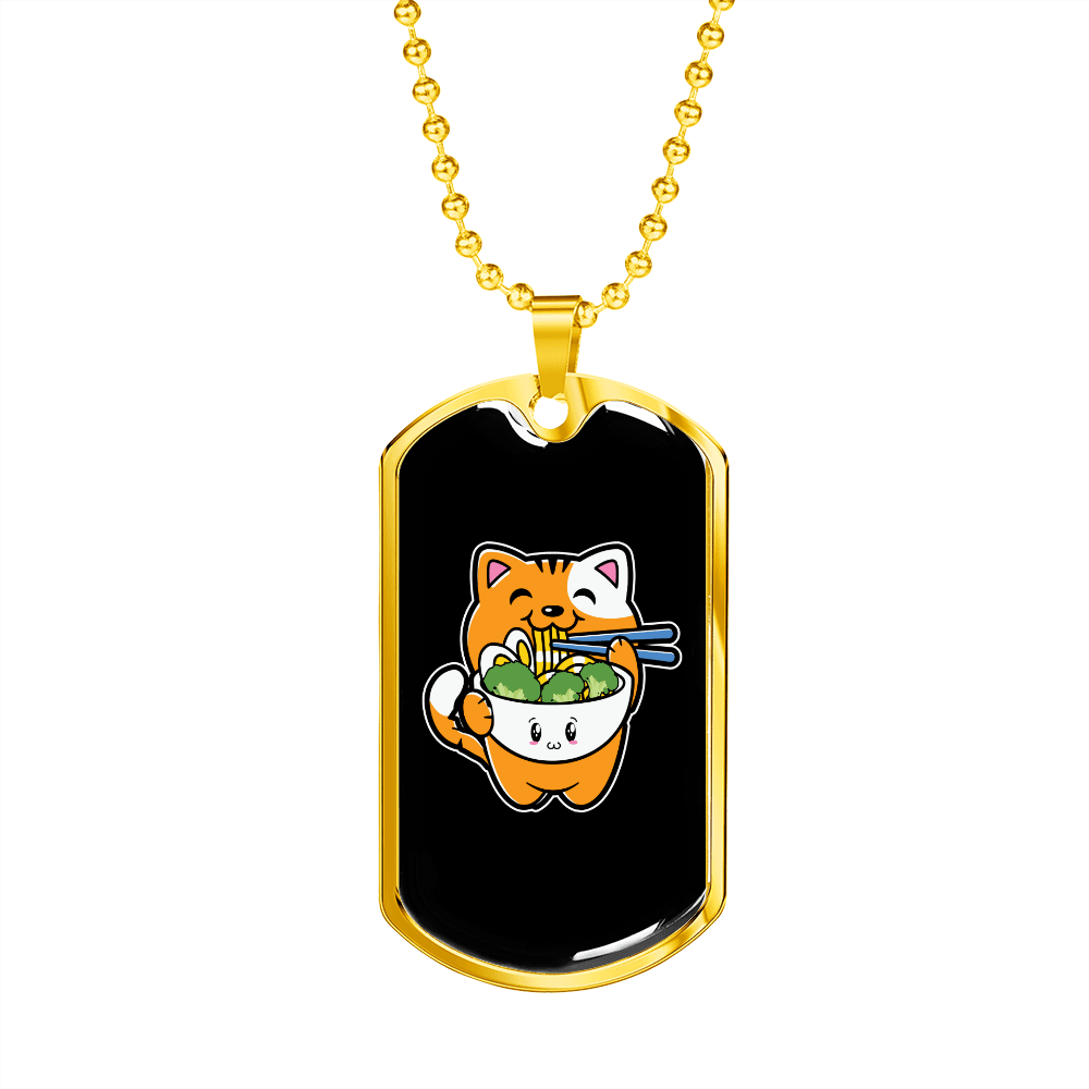 Cute Orange Cat Necklace Stainless Steel or 18k Gold Dog Tag 24" Chain-Express Your Love Gifts
