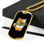 Cute Orange Cat Necklace Stainless Steel or 18k Gold Dog Tag 24" Chain-Express Your Love Gifts