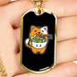 Cute Orange Cat Necklace Stainless Steel or 18k Gold Dog Tag 24" Chain-Express Your Love Gifts
