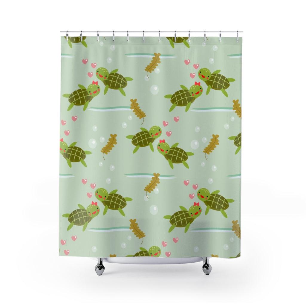 Cute Turtle Love Stylish Design 71" x 74" Elegant Waterproof Shower Curtain for a Spa-like Bathroom Paradise Exceptional Craftsmanship-Express Your Love Gifts