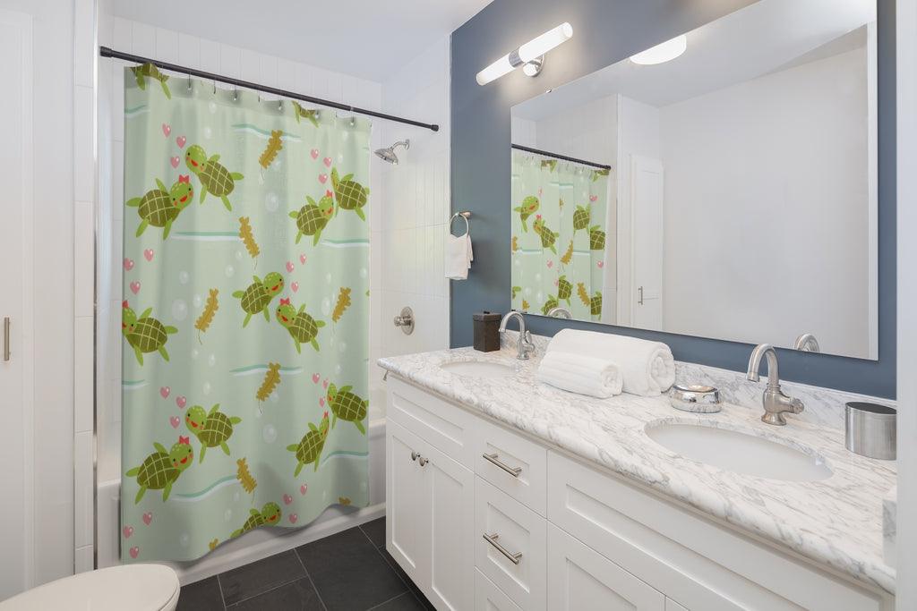 Cute Turtle Love Stylish Design 71" x 74" Elegant Waterproof Shower Curtain for a Spa-like Bathroom Paradise Exceptional Craftsmanship-Express Your Love Gifts