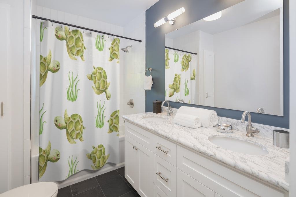 Cute Turtle Seamless Stylish Design 71" x 74" Elegant Waterproof Shower Curtain for a Spa-like Bathroom Paradise Exceptional Craftsmanship-Express Your Love Gifts