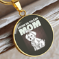 Cute White Dog Mom Circle Necklace Stainless Steel or 18k Gold 18-22"-Express Your Love Gifts