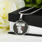 Cute White Dog Mom Circle Necklace Stainless Steel or 18k Gold 18-22"-Express Your Love Gifts