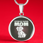 Cute White Dog Mom Circle Necklace Stainless Steel or 18k Gold 18-22"-Express Your Love Gifts