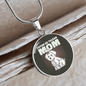 Cute White Dog Mom Circle Necklace Stainless Steel or 18k Gold 18-22"-Express Your Love Gifts