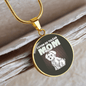 Cute White Dog Mom Circle Necklace Stainless Steel or 18k Gold 18-22"-Express Your Love Gifts