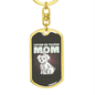Cute White Dog Mom Keychain Stainless Steel or 18k Gold Dog Tag Keyring-Express Your Love Gifts