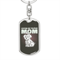 Cute White Dog Mom Keychain Stainless Steel or 18k Gold Dog Tag Keyring-Express Your Love Gifts