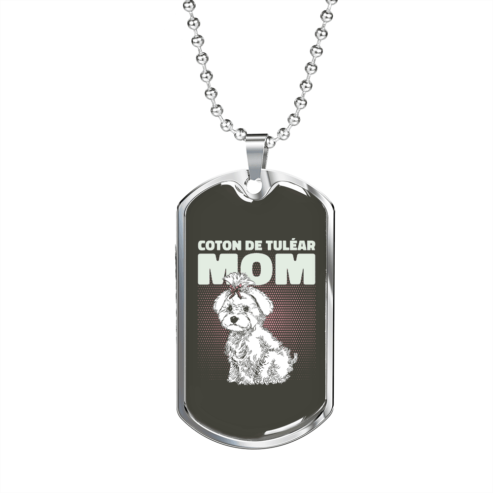 Cute White Dog Mom Necklace Stainless Steel or 18k Gold Dog Tag 24" Chain-Express Your Love Gifts