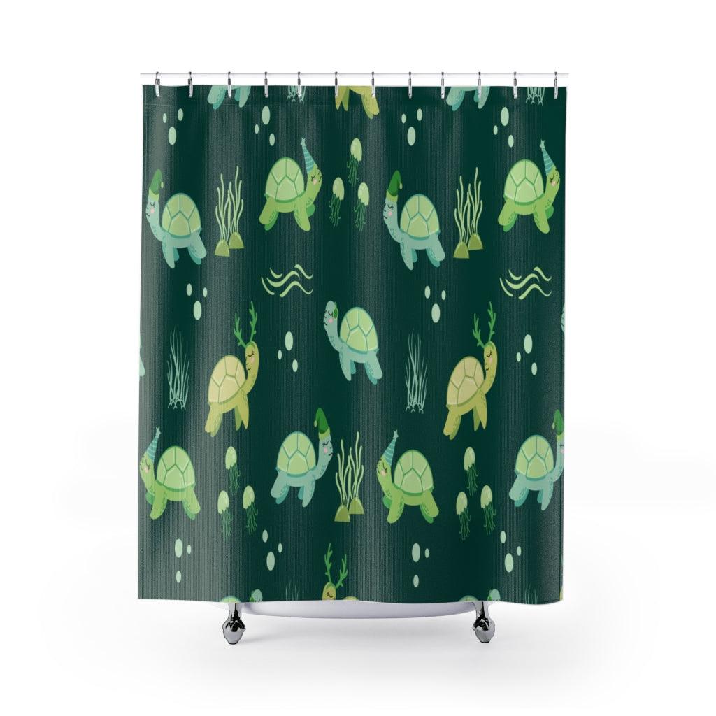 Cute Winter Turtle Stylish Design 71" x 74" Elegant Waterproof Shower Curtain for a Spa-like Bathroom Paradise Exceptional Craftsmanship-Express Your Love Gifts