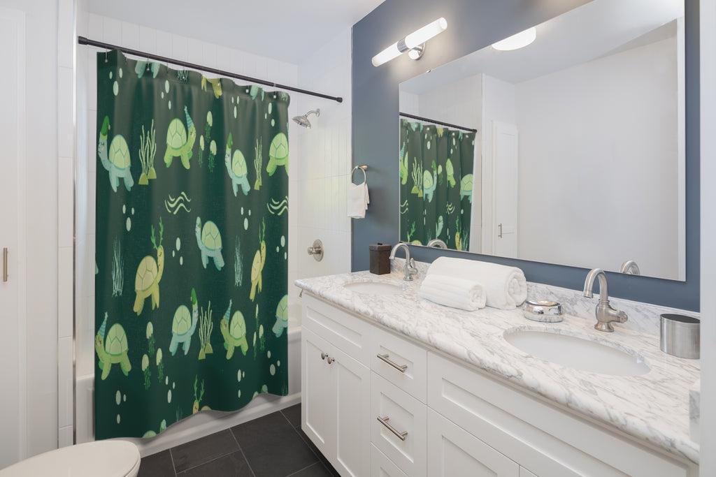 Cute Winter Turtle Stylish Design 71" x 74" Elegant Waterproof Shower Curtain for a Spa-like Bathroom Paradise Exceptional Craftsmanship-Express Your Love Gifts