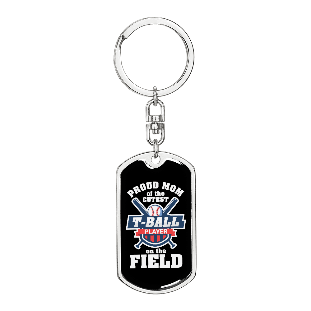 Cutest Ball Player Mom Keychain Stainless Steel or 18k Gold Dog Tag Keyring-Express Your Love Gifts