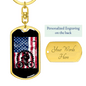 Cycling Flag Cycling Keychain Stainless Steel or 18k Gold Dog Tag Keyring-Express Your Love Gifts