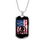 Cycling Flag Cycling Necklace Stainless Steel or 18k Gold Dog Tag 24"-Express Your Love Gifts