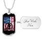 Cycling Flag Cycling Necklace Stainless Steel or 18k Gold Dog Tag 24"-Express Your Love Gifts
