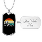 Cycling With Moon Cycling Necklace Stainless Steel or 18k Gold Dog Tag 24"-Express Your Love Gifts